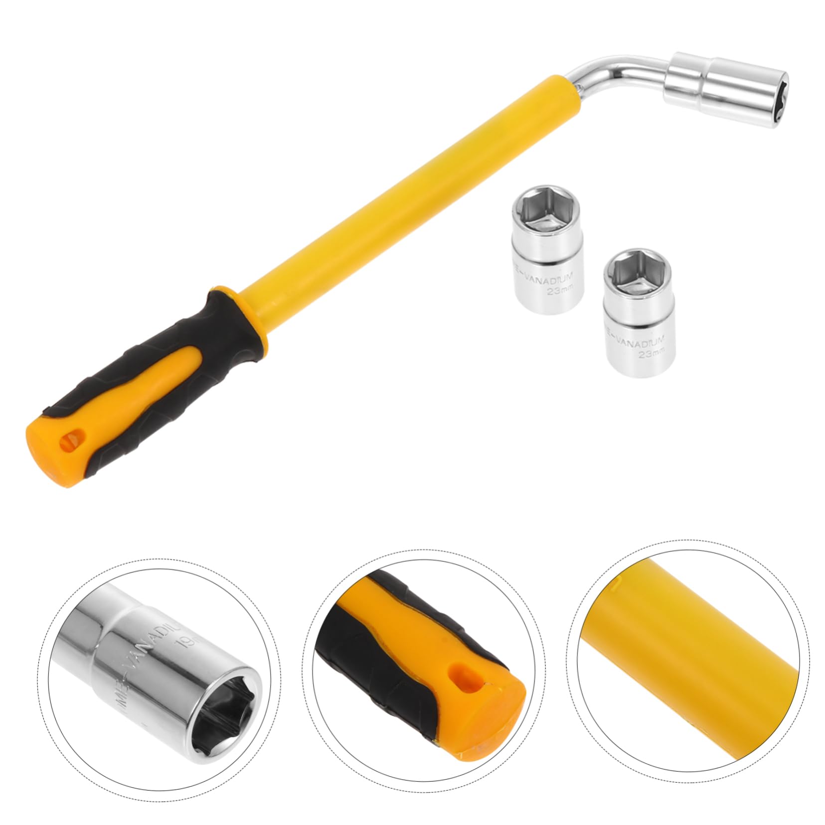 MUCKLILY Universal Tire Wrench 2 Sleeves Stretchable Lug Wrench for Car Repair Rubber Handle 17-23mm