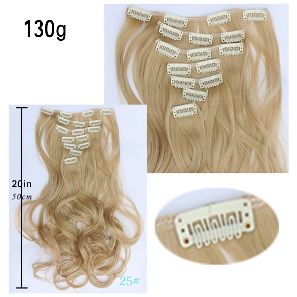 LaLuLoLi #119 Fire Red Color Synthetic Hair Pieces 7pcs Full Head Curly Wavy Hair Extensions 20" 130g Long Smooth Heat-resisting Fiber Clip on in Hair Extension with 16 Clips for Women - Image 3