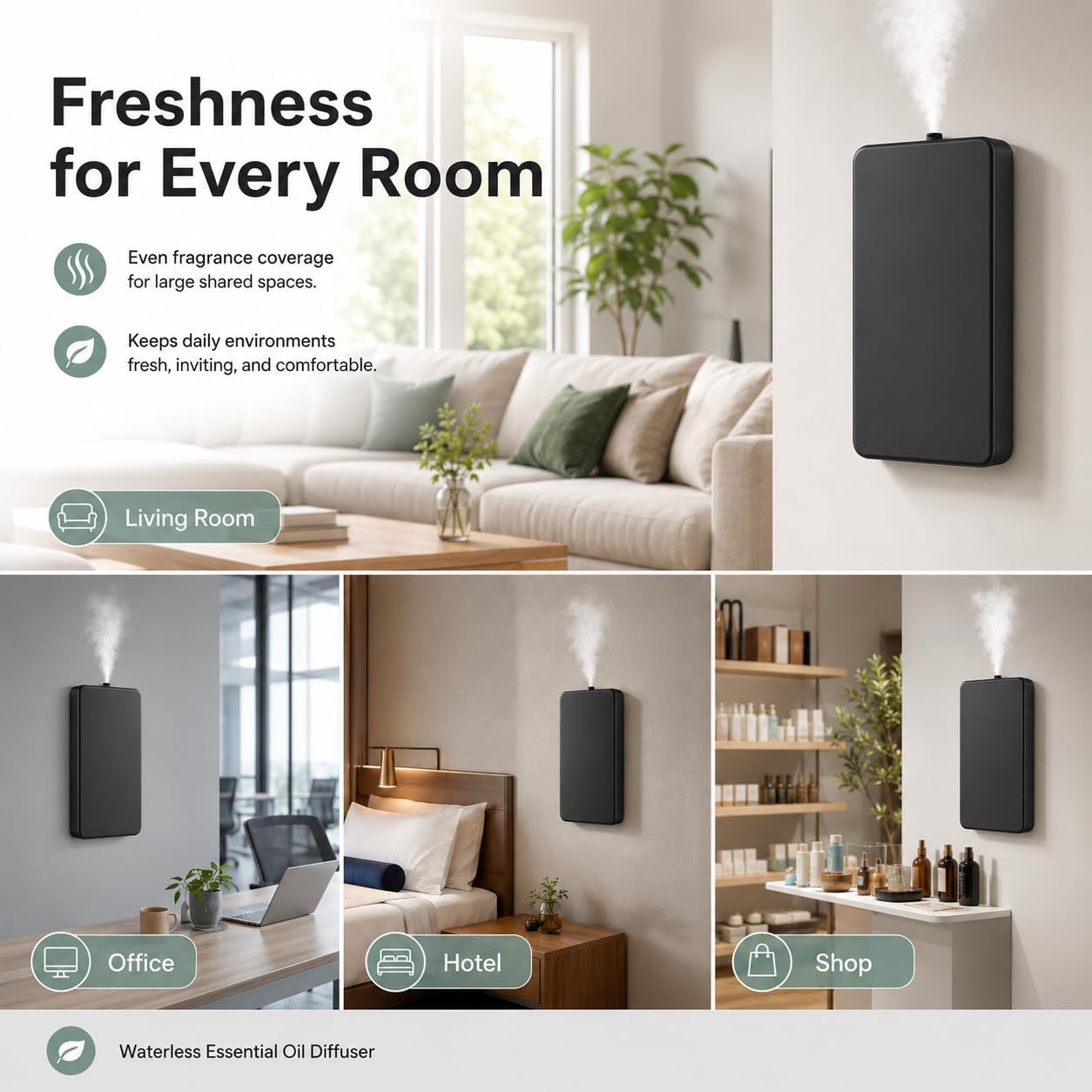 Smart Scent Air Machine de 500 ml, difusor de aceites esenciales sin agua con control de aplicación, temporizador y cobertura de hasta 800 m³ para el hogar y la oficina