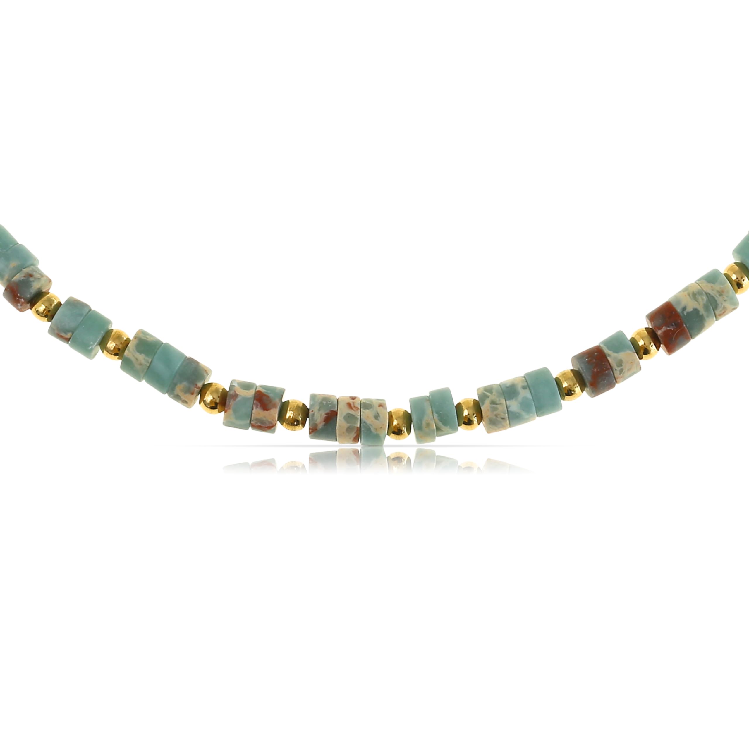 Made by Nami Perlenkette Damen Bunt aus Natursteinen 40 + 5 cm Halskette Damen Boho Schmuck Wasserfest & Hypoallergen Sommer Schmuck