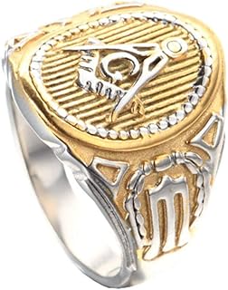 Herren Edelstahl Weinlese Freimaurerischen Freimaurer Ring Biker Symbol Mitglied Band