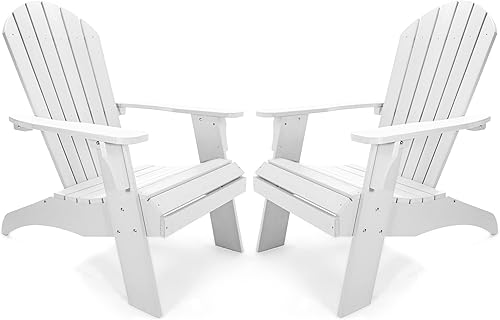 Miniatura 1 de PolyTEAK Juego de 2 sillas Adirondack tamaño King muebles de patio para todo tipo de clima de fácil mantenimiento para porche terraza y hoguera