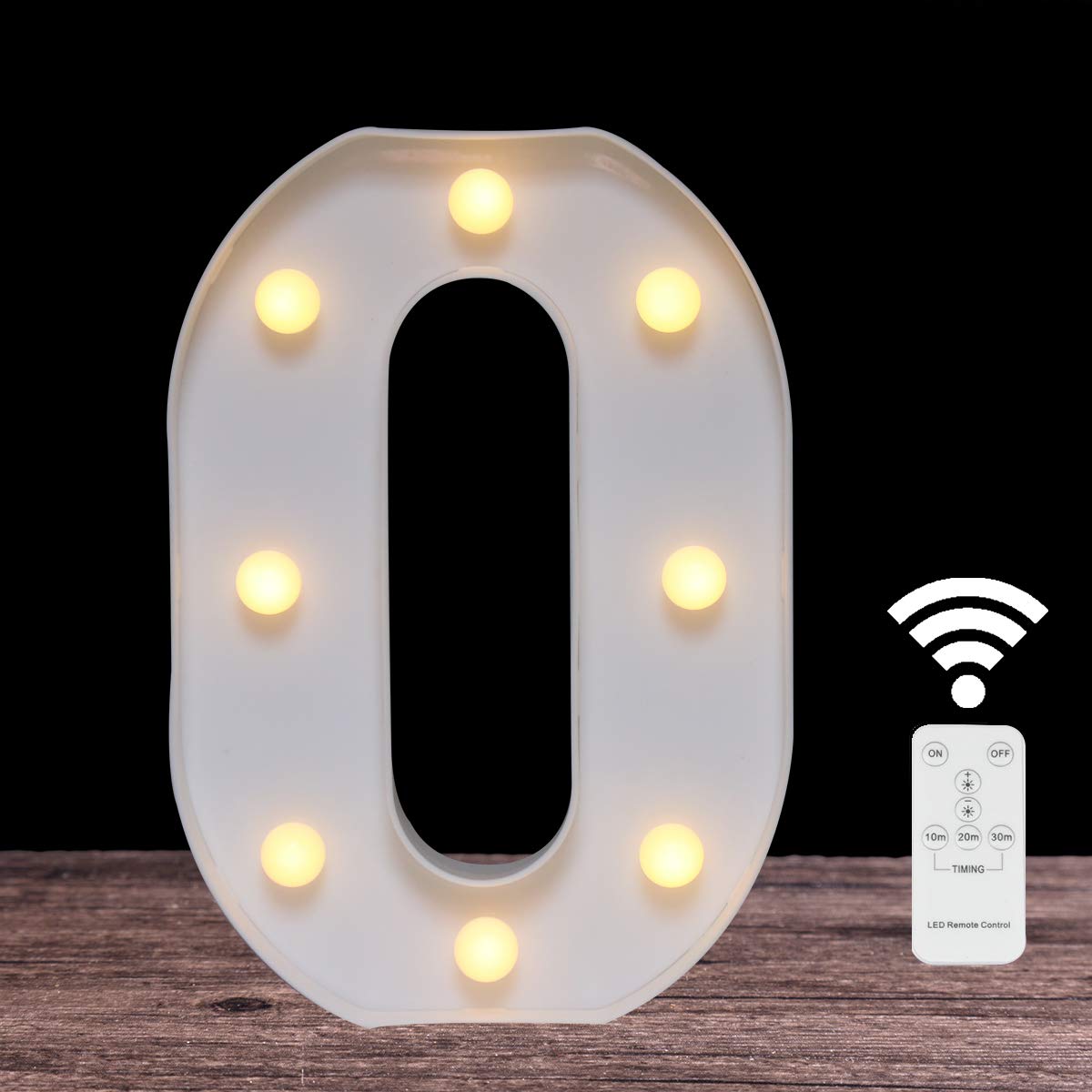 Elnsivo LED Letter Lights Sign Marquee Light Up Letters with Remote, Alphabet Lighted Letters Sign Battery Powered for Night Light Wedding Birthday Party Girls Home Christmas Wall Decorations- O