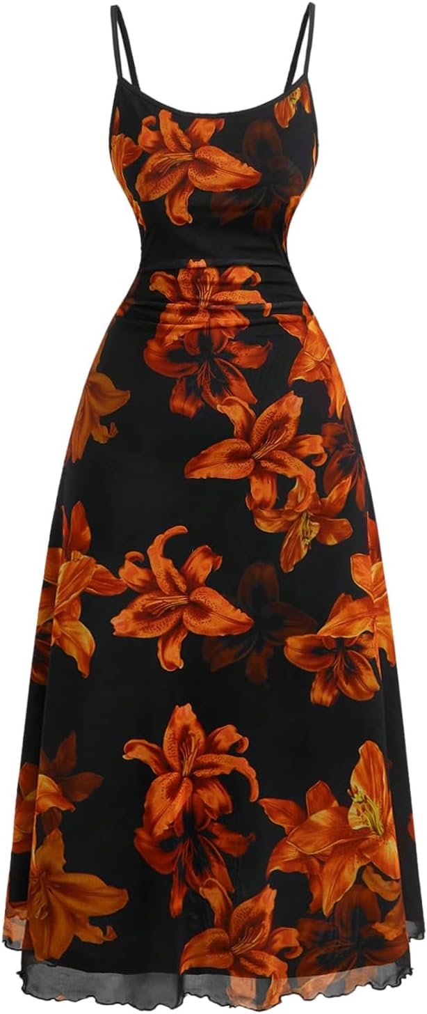 Women's Plus Size Summer Spring Wedding Guest Dress Floral Boho Maxi Dress Ruffle Beach Vacation Flowy Sundresses