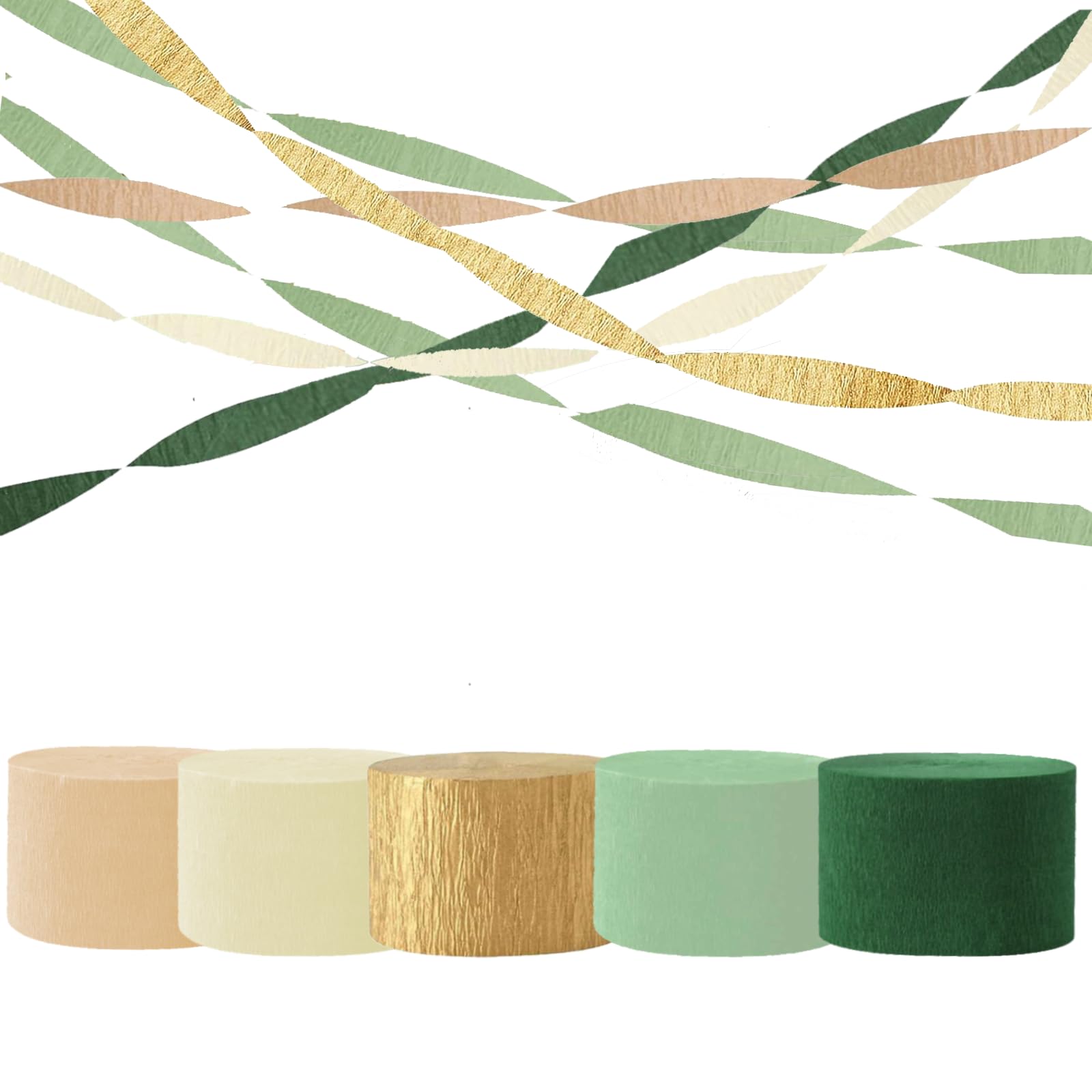 Olive Green Khaki Crepe Paper Streamers,Sage Green Party Decorations Streamer for Boho Wedding Baby Shower Party，6 Rolls
