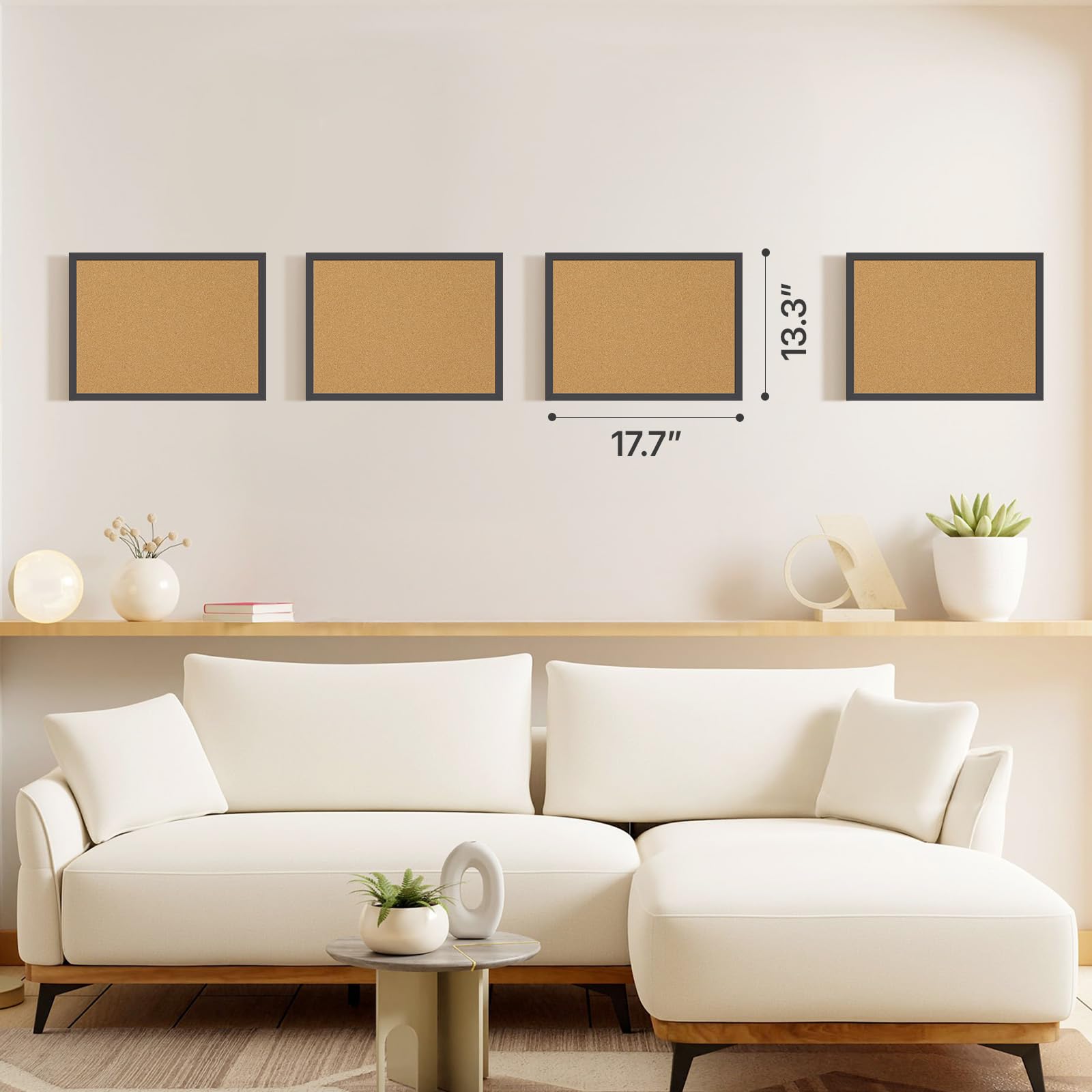 2 Stück Korktafel, 45 x 33,8 cm Pinnwand, gerahmte Korktafel, dekorative Pinnwand zum Aufhängen, Kork-Pinnwand, perfekt für Büro und Heimdekoration, Heimschule Nachrichtenbrett oder Sichttafel