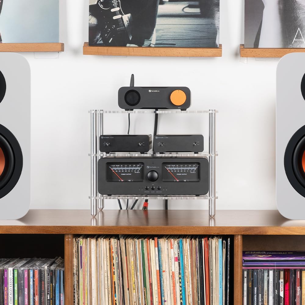 Fosi Audio Acrylic Amplifier Rack and Box X5 Phono Preamp for MM & MC Cartridge Turntable