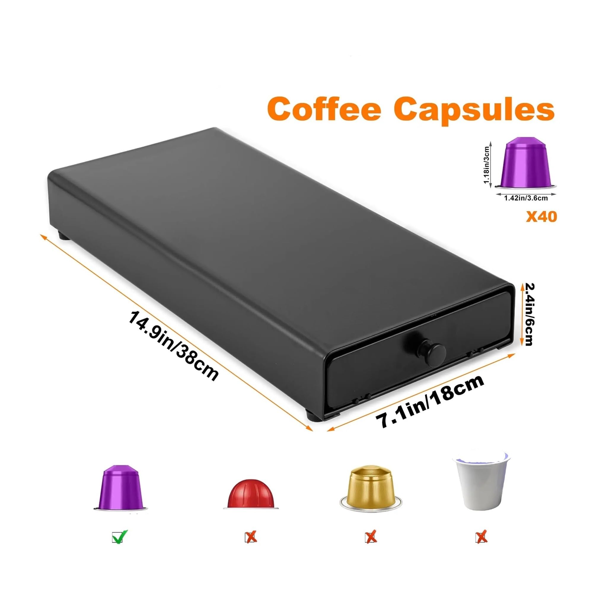 Metalowy uchwyt na kapsułki do kawy mieści 40 kapsułek, stylowe akcesoria do domu, salonu, ekspozycja na blat kuchenny, na kapsułki Nespresso i Dolce Gusto