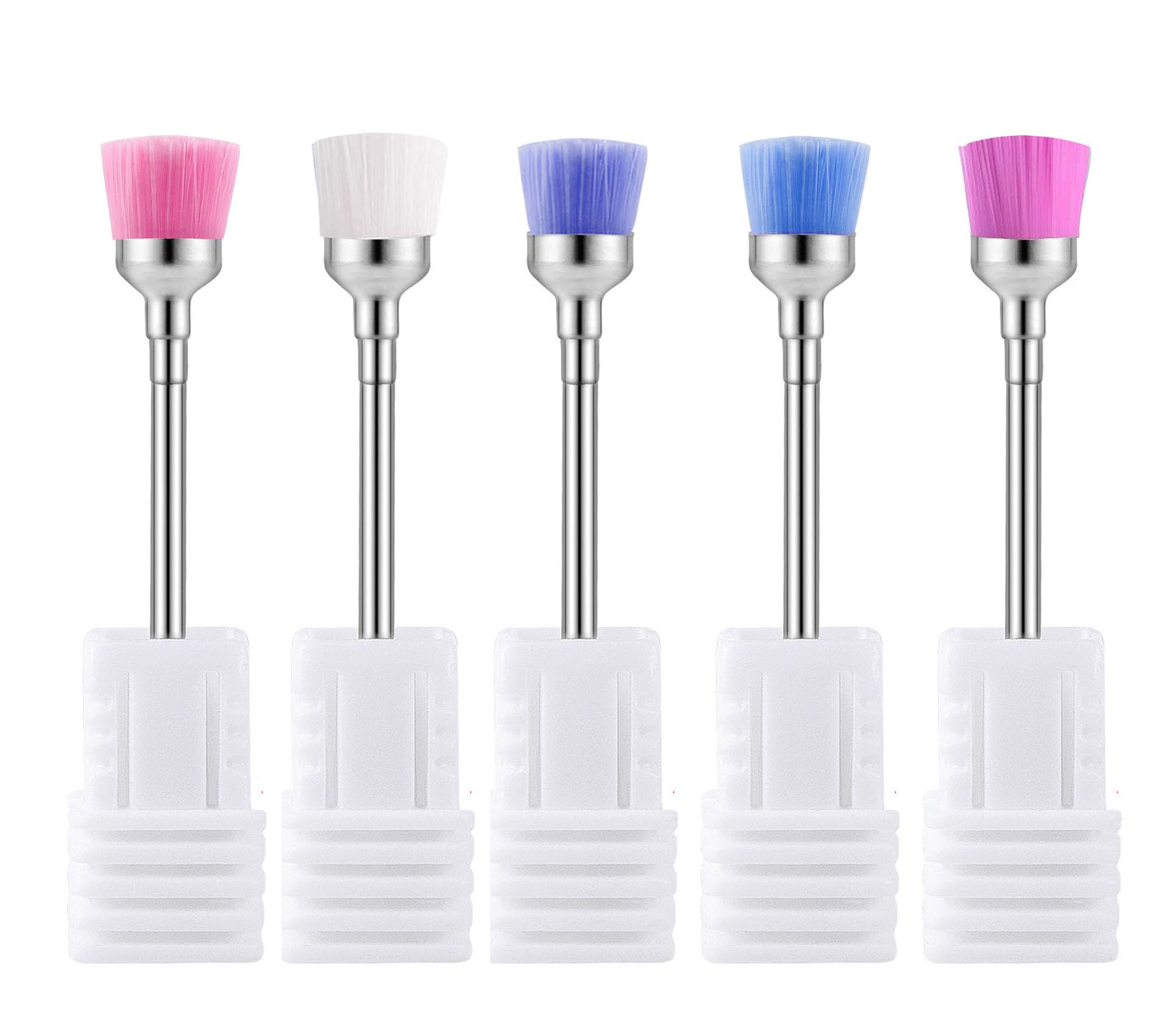 Juego de 5 brocas de uñas multicolores, cepillos de limpieza profesionales, accesorios de manicura