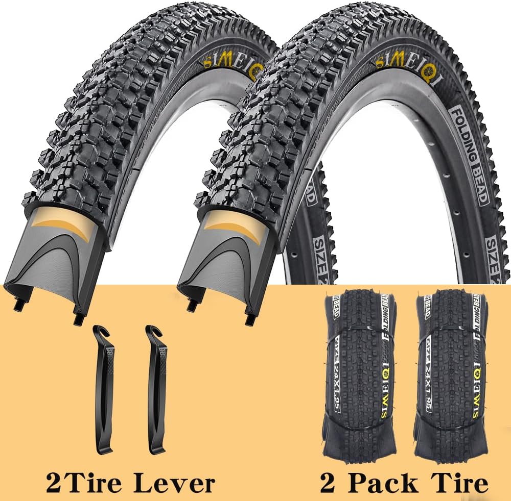 24 X 1.95 Inch Folding Bike Tires with 3mm Anti Puncture Proof Protection for Mountain Bicycles