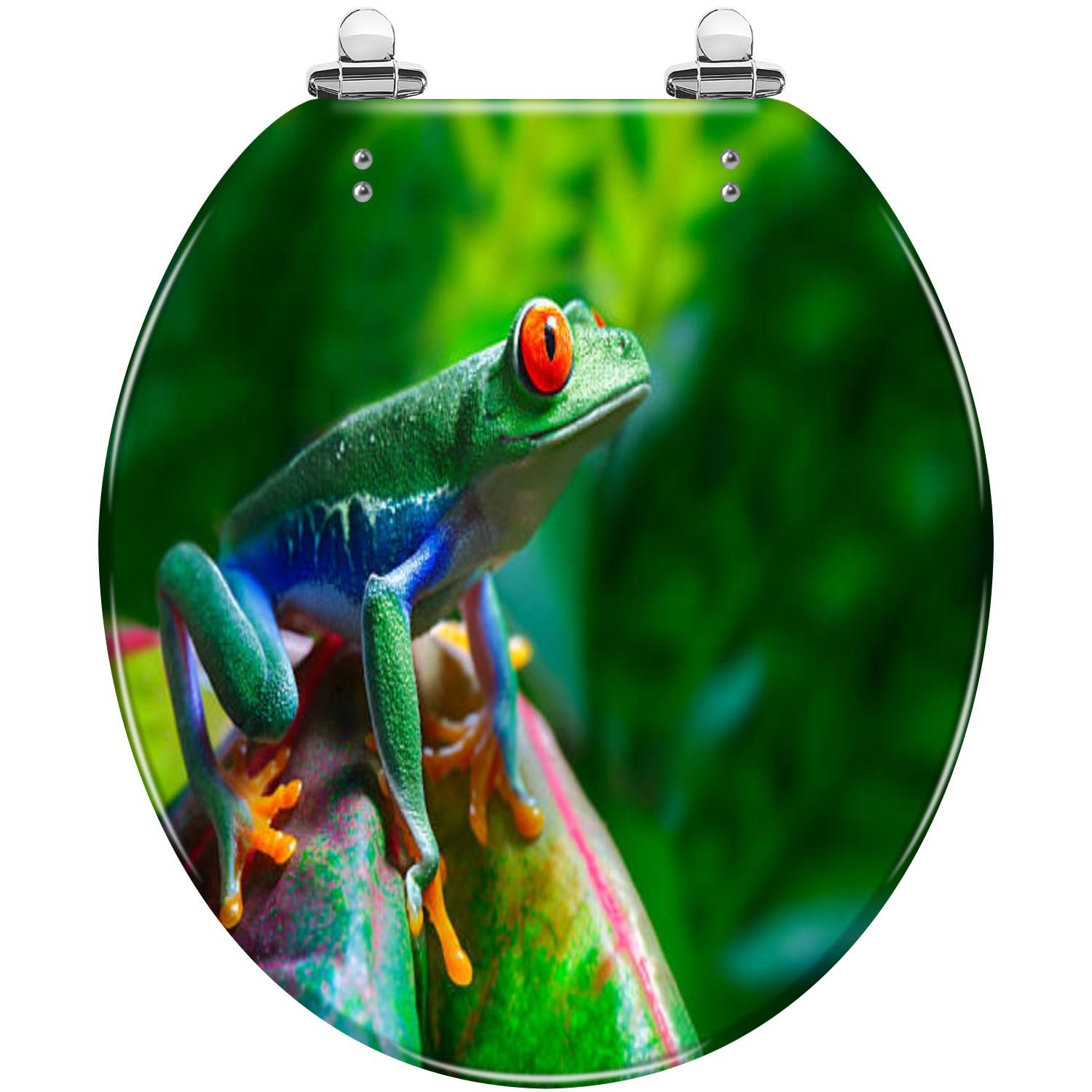 Round Toilet Seat Red Eyed Tree Frog Resin Toilet Seat Slow Quiet Close with Quick-Release Hinges Toilet Seat with Cover Easy to Clean Install