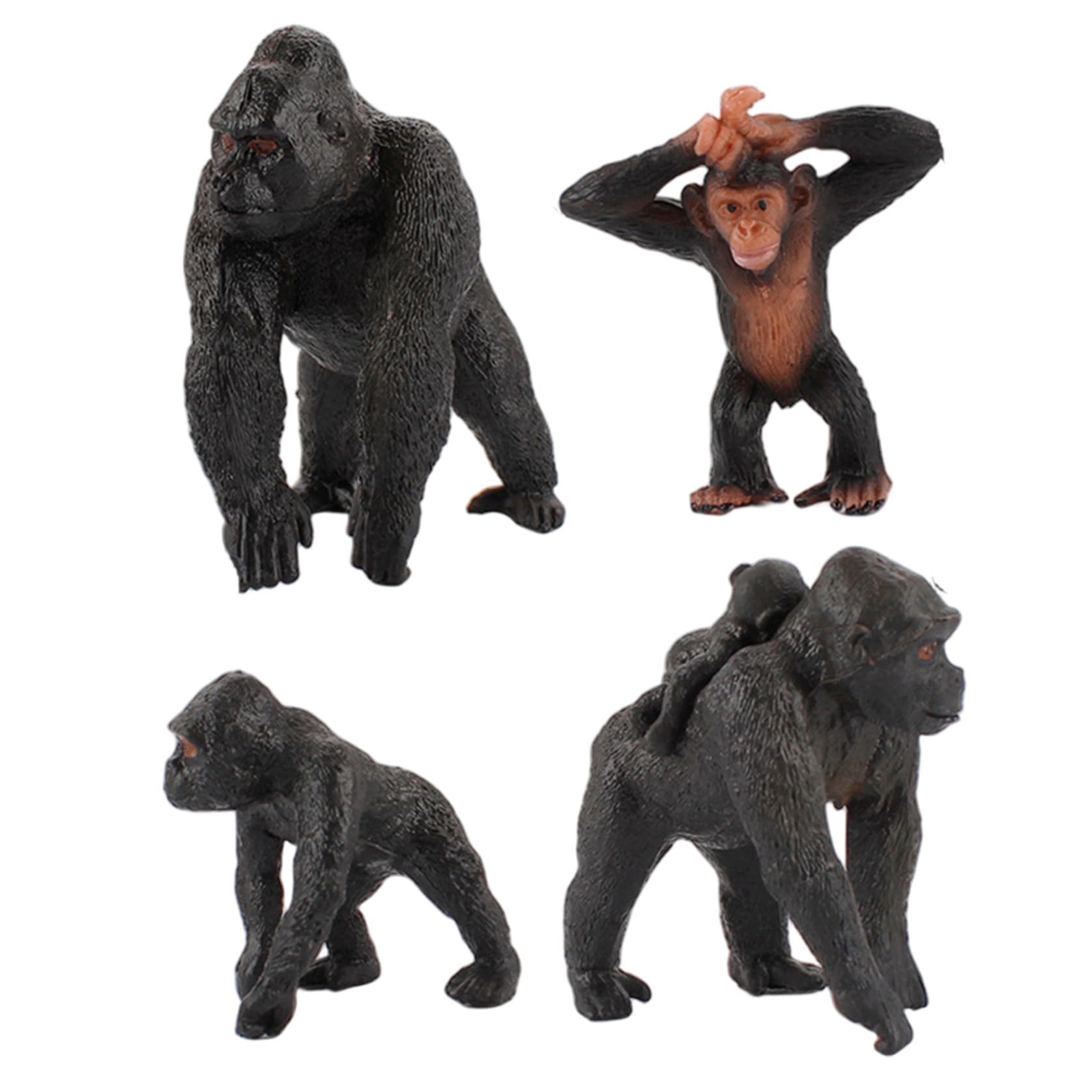 DAGLLGEW Gorilla Figurine 4Pcs 4 Style Realistic PVC Gorilla Statue Educational & Decorative Animal Figurines for Home, School Toy Statue Animal Figurines