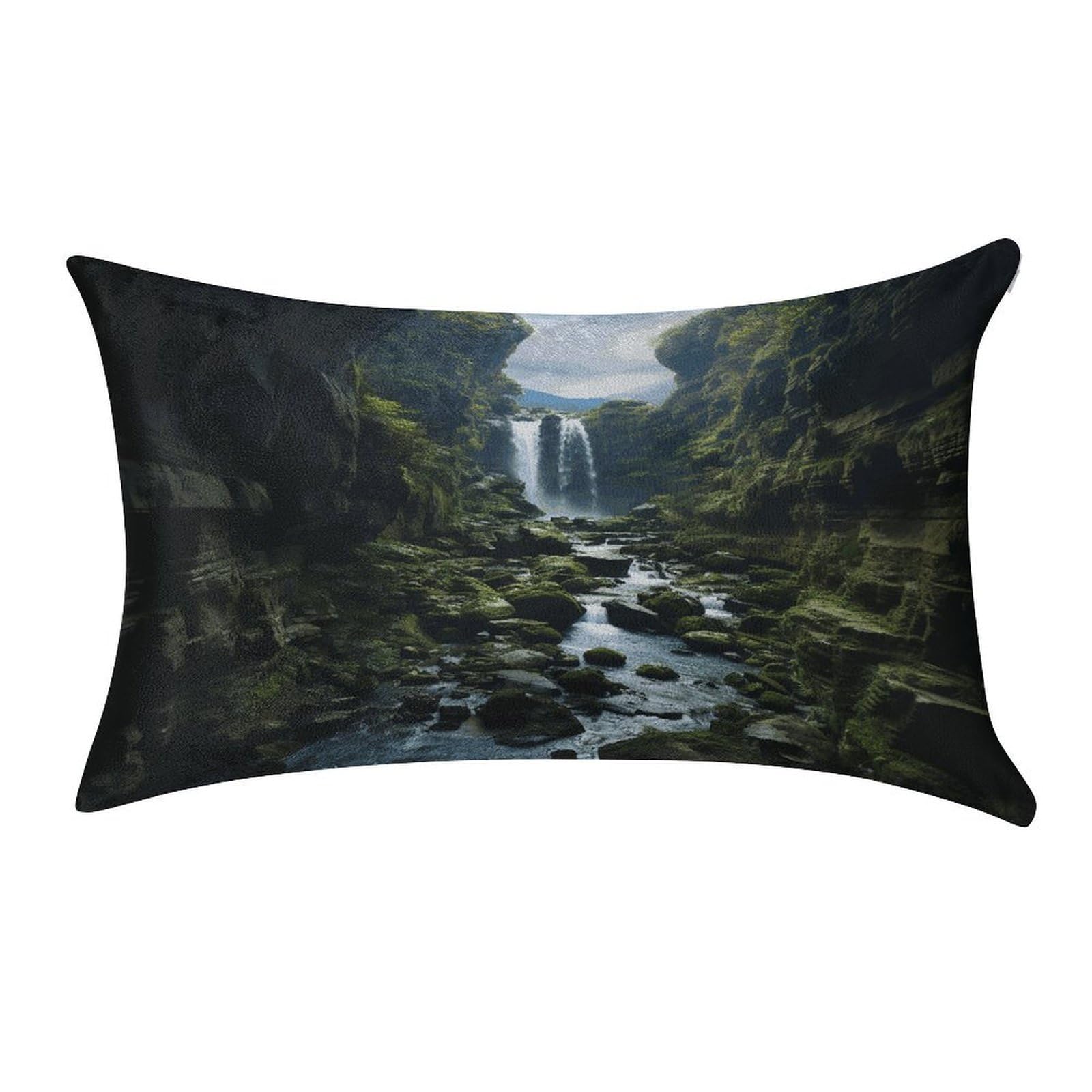 MUSM Waterfall Cliff Pillow Case 12"X20" Luxury Velvet Throw Pillow Cover Fade Resistant Cozy Soft Pillowcases Pillow Protector Pillow Shams Lumbar Pillow Shells for Home&Gifts
