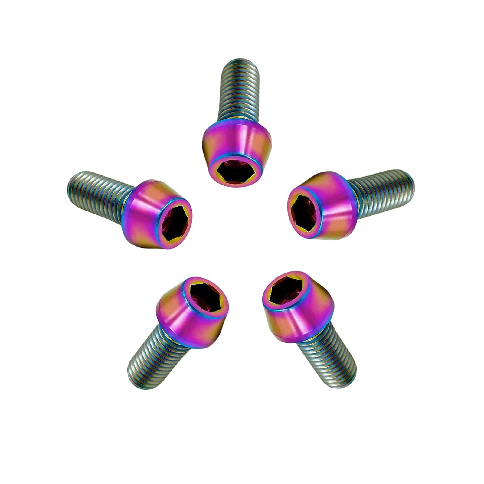 RISON-Titanium Bici Stelo Bulloni in Titanio M5x0.8x8mm, 5pcs Viti per Attacco Manubrio Bicicletta, Vite a Testa Conica Viti Fisse per Stelo Bici, Vite di Fermo Vite per Gambo per MTB/Bici da Strada