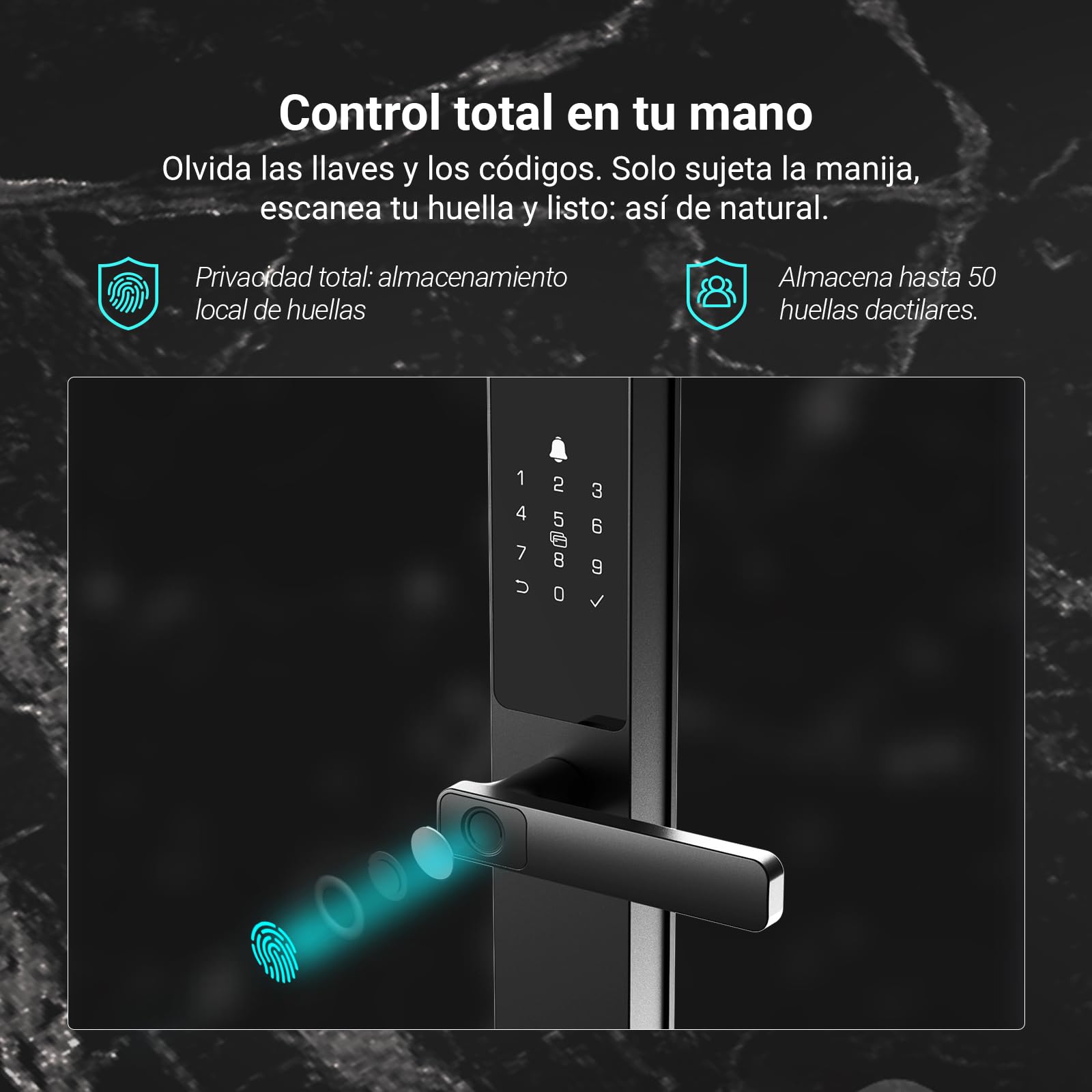 EZVIZ Cerradura Inteligente Y2000, Cerradura de Entrada Sin Llave 7 en 1, Acceso por Huella con Wifi, Impermeable, Cerradura de Seguridad Infantil para Hogar, Apartamento, Villa, Oficina, Hotel (5085)