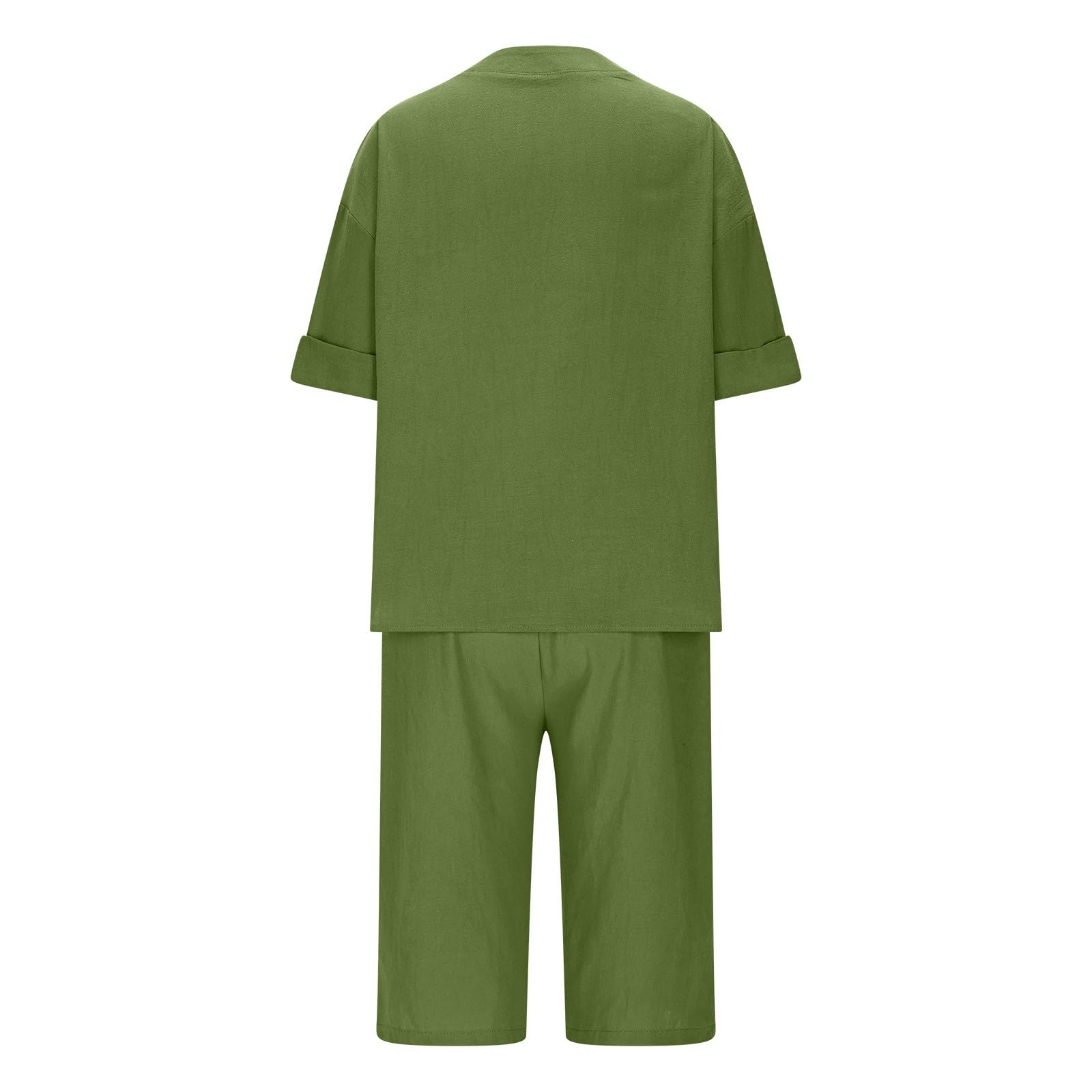 Generico Completo Estivo da Donna, Set con Top Maniche Corte Botone su Camicie a Scollo a V e Bermuda Pantaloncini 2 Pezzi Tuta per le Vacanze