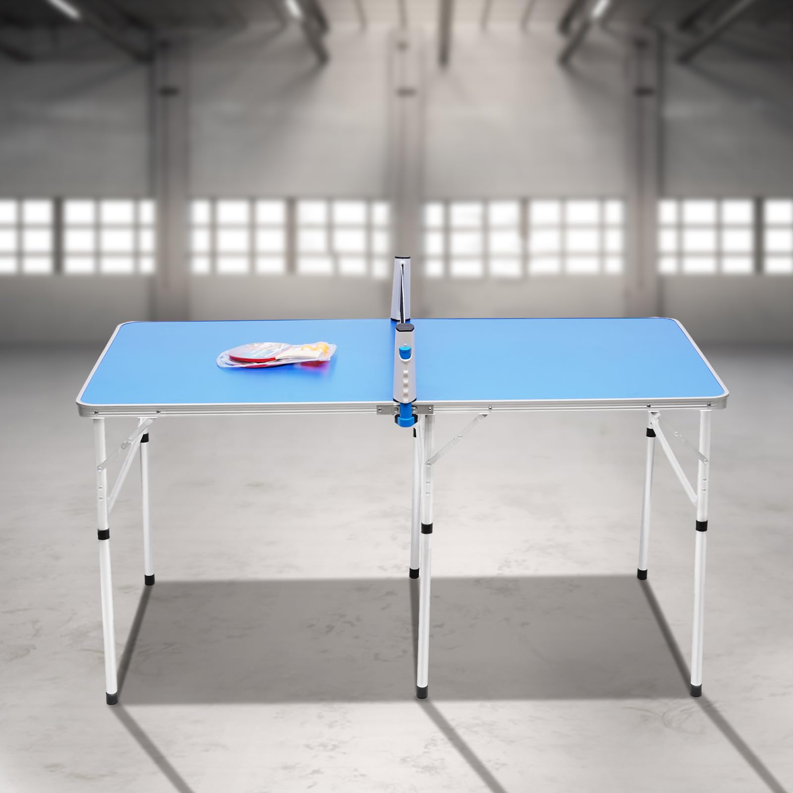 Table de ping-pong pliable 152 x 76 x 76 cm avec filet, raquettes et balles, intérieur et extérieur