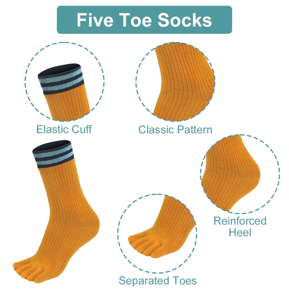 flintronic 4/5 Paia Calzini da Donna con Dita, Sportivi in ​​Cotone Traspirante, Morbide e Calde