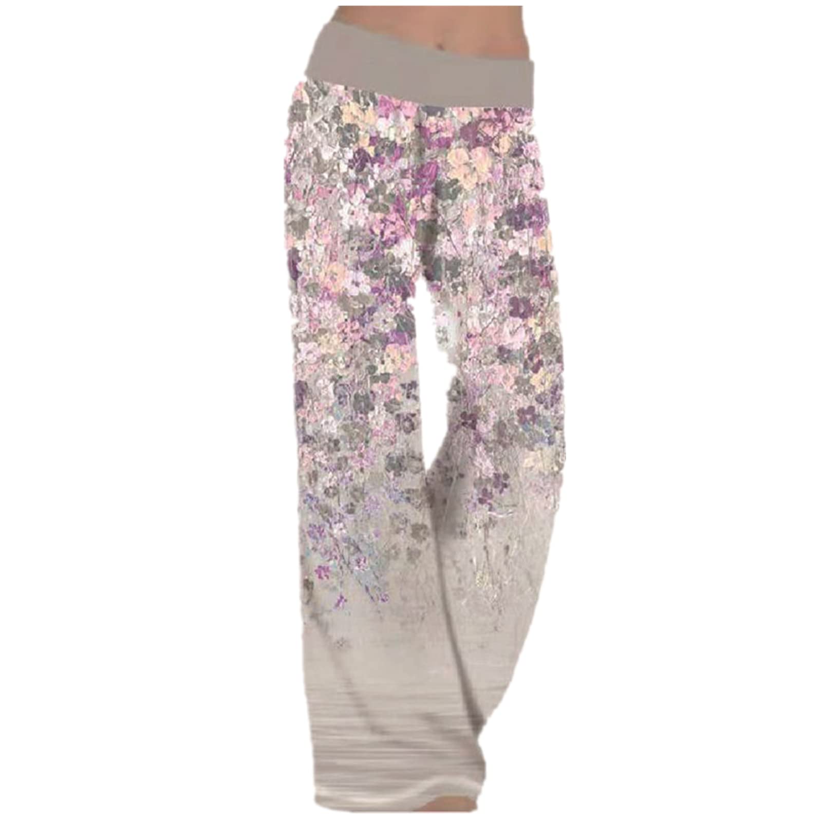 Solid Color Straight Wide Leg Pants Womens high Waist Loose and Thin Casual Fashion Trousers Gray S