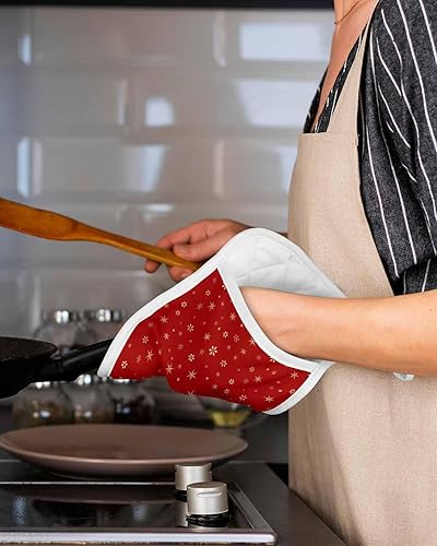 Miniatura 27 de Juego de 2 agarraderas de tela de toalla para cocina, antideslizantes, aislantes y térmicas, con bolsillo, guantes gruesos para horno, posavasos