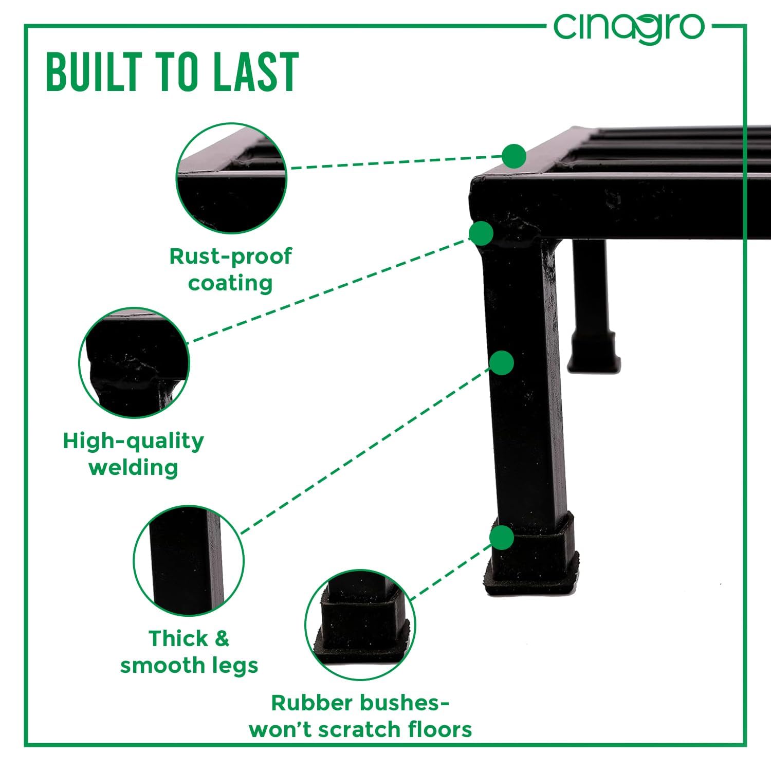 CINAGRO 9.84-Inch Square Metal Planters/Gamla Stand, Pack of -4