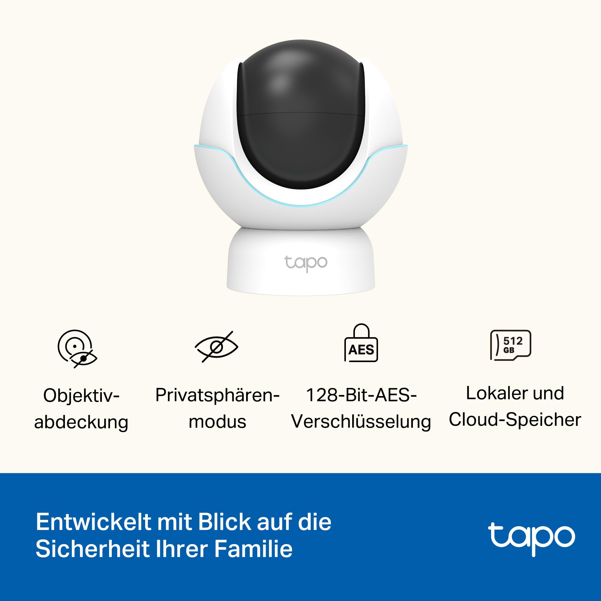 Tapo C840 Dual-Objektiv BabyCam (Erkennung von Babygeschrei & bedecktem Gesicht, Schlafanalyse & -bericht, Schlaflieder & Weißes Rauschen, Nachtlicht, MicroSD bis 512 GB)