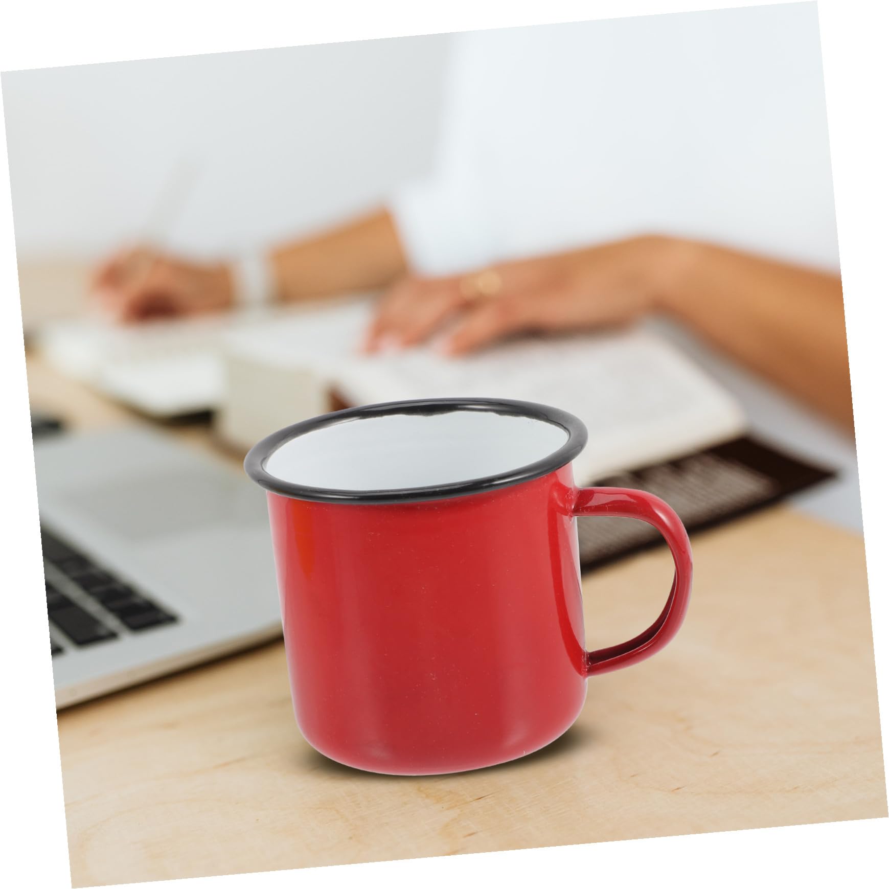 Emaillebecher 4 Stück aus Emaille, Dickwandige Trinkbecher für Kaffee
