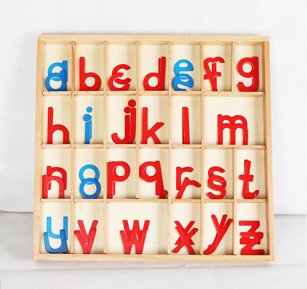 Zestaw ruchomego alfabetu Montessori, drewniane litery do nauki pisowni i fonetyki