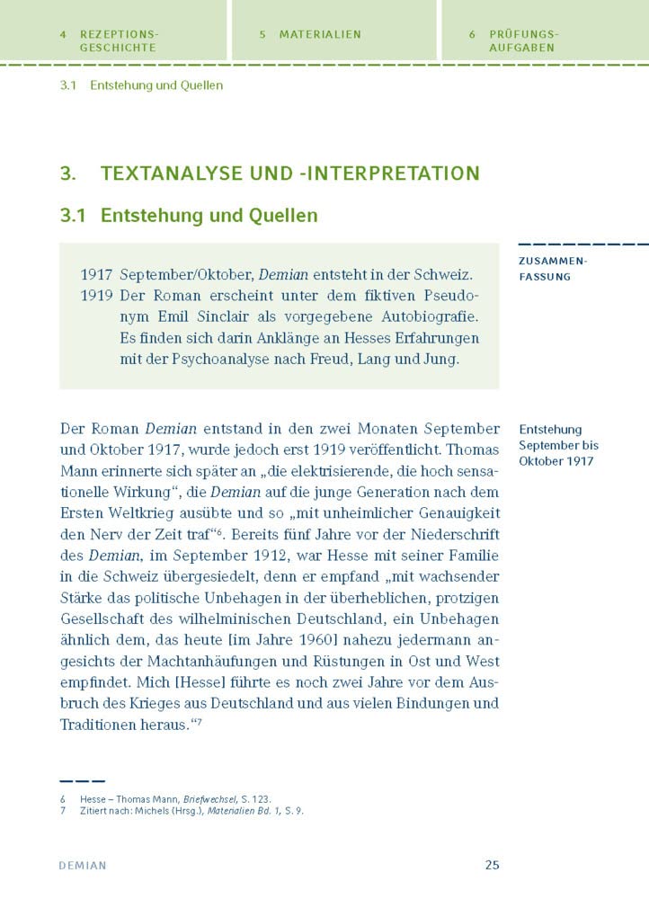 Demian von Hermann Hesse: Textanalyse und Interpretation mit ausführlicher Inhaltsangabe und Abituraufgaben mit Lösungen (Königs Erläuterungen und Materialien, Band 464)