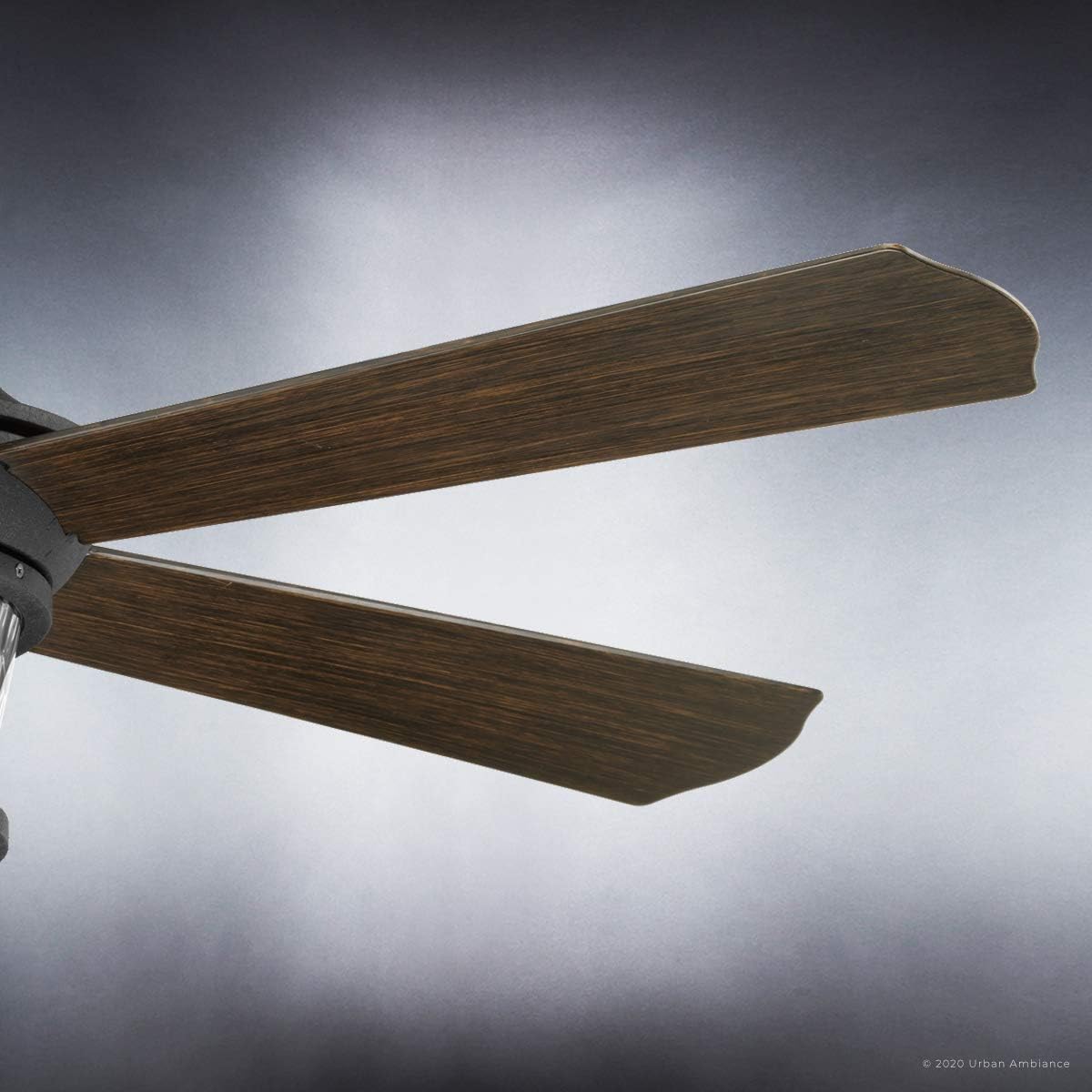Urban Ambiance Luxury Modern Farmhouse Indoor/Outdoor Ceiling Fan, Medium Size: 19.5" H x 52" W, with Transitional Style Elements, Black Iron Finish, UHP9181 from the Catalina Collection