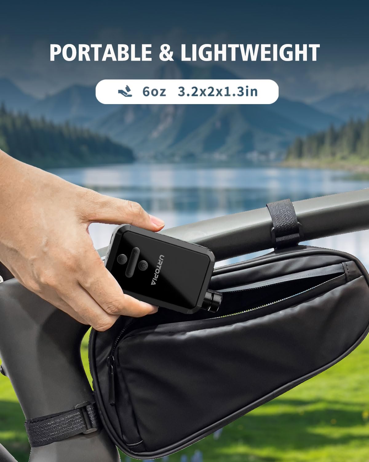 URTOPIA Bomba eléctrica para bicicleta, bomba de aire de inflado rápido con manómetro, hasta 150 PSI, disipación eficiente del calor, recargable, con luz LED brillante, bomba de bicicleta portátil