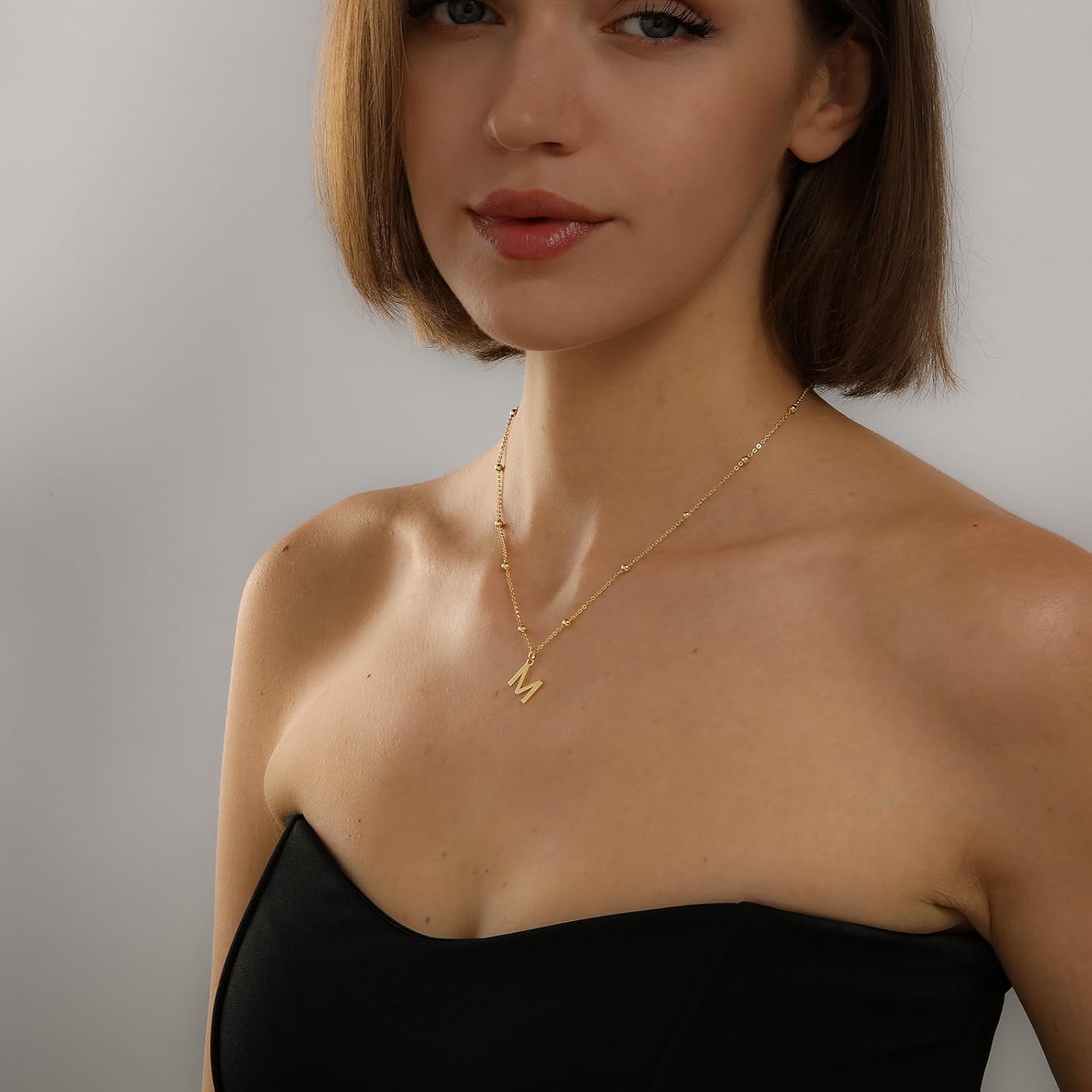 Initial Necklaces for Women 14K Gold Silver Dainty Letter Charm Necklace Personalized Name Pendant Bead Chain Necklace Non Tarnish Trendy Jewelry Gift - Image 9