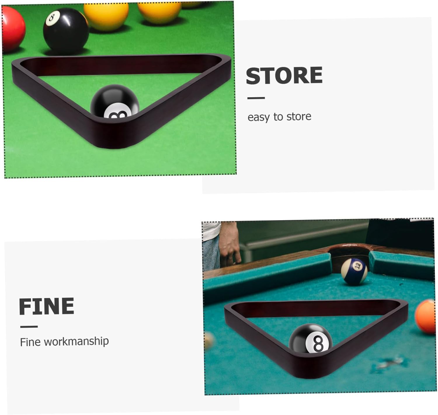 Billiard Ball Rack Triangle Organizer Wooden Billiard Frame for Standard Pool Balls for Snooker and Pool Tables