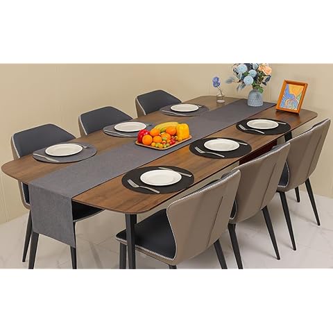 Banchif Textile Burlap Linen Placemats Dual-Sided Placemats Set of 6 and 72inch Faux Linen Table Runner Cover