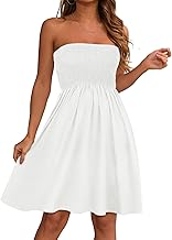 elescat Summer Dresses for Women Strapless Casual Beach Cover Ups Tube Top Sundress