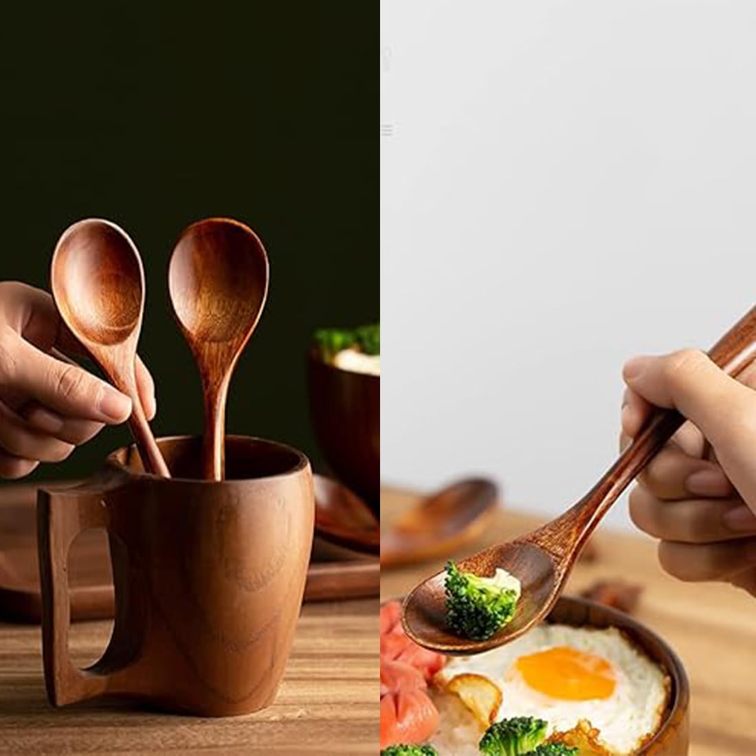 Lot de 4 petites cuillères en bois de 18 cm pour miel, cuillères à café en bois pour miel, ustensiles de cuisine en bois, utilisées pour cuisiner, mélanger, café, thé, miel, sucre