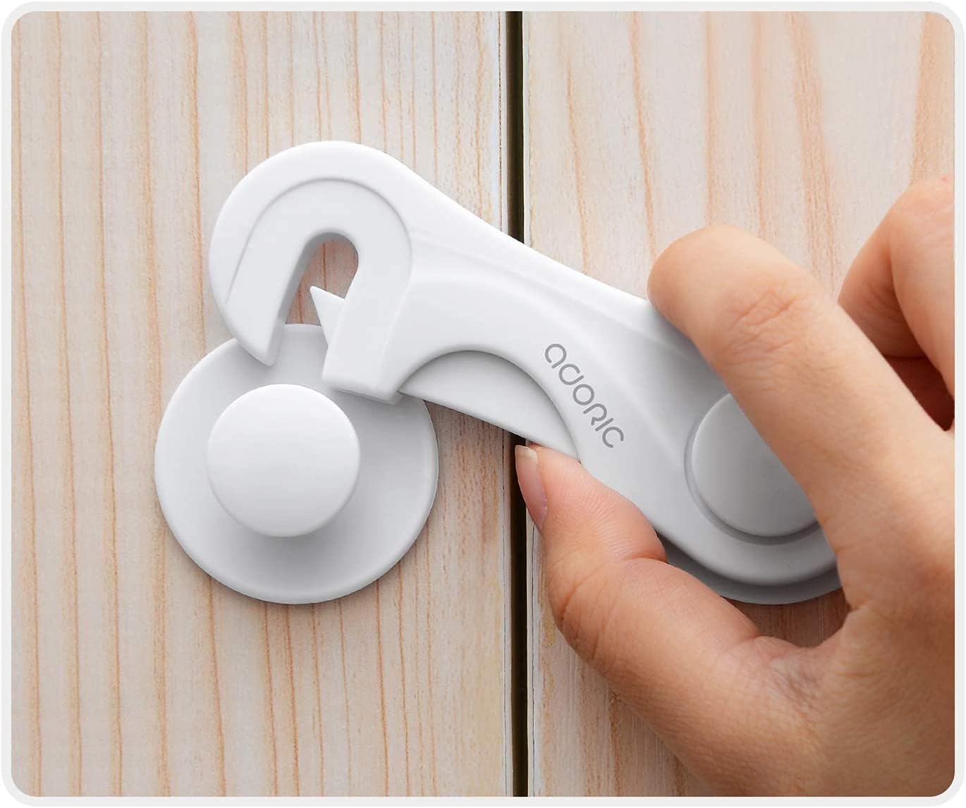 Baby Safety Cabinet Door Locks, Childproof Door Latch for Protecting Kids Toddler and Infant Proofing, Locks with Adhesive, for Drawer Cupboards Fridge Oven Closet & Pantry, White, Pack of 10-image-32