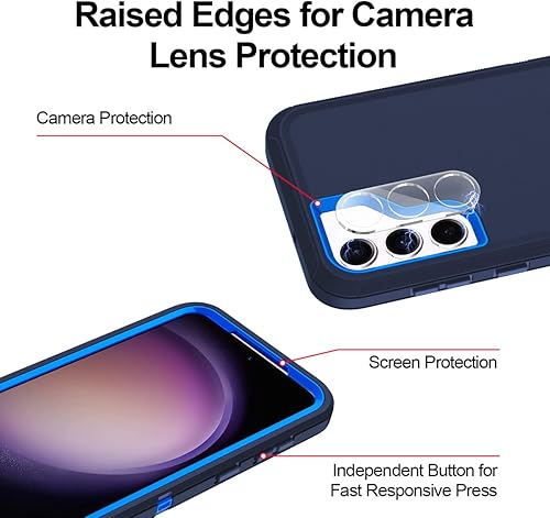 Miniatura 3 de I-HONVA Funda para Samsung Galaxy S23, Galaxy S23 de 6.1 pulgadas con 2 protectores de pantalla de vidrio templado + 2 protectores de lente de