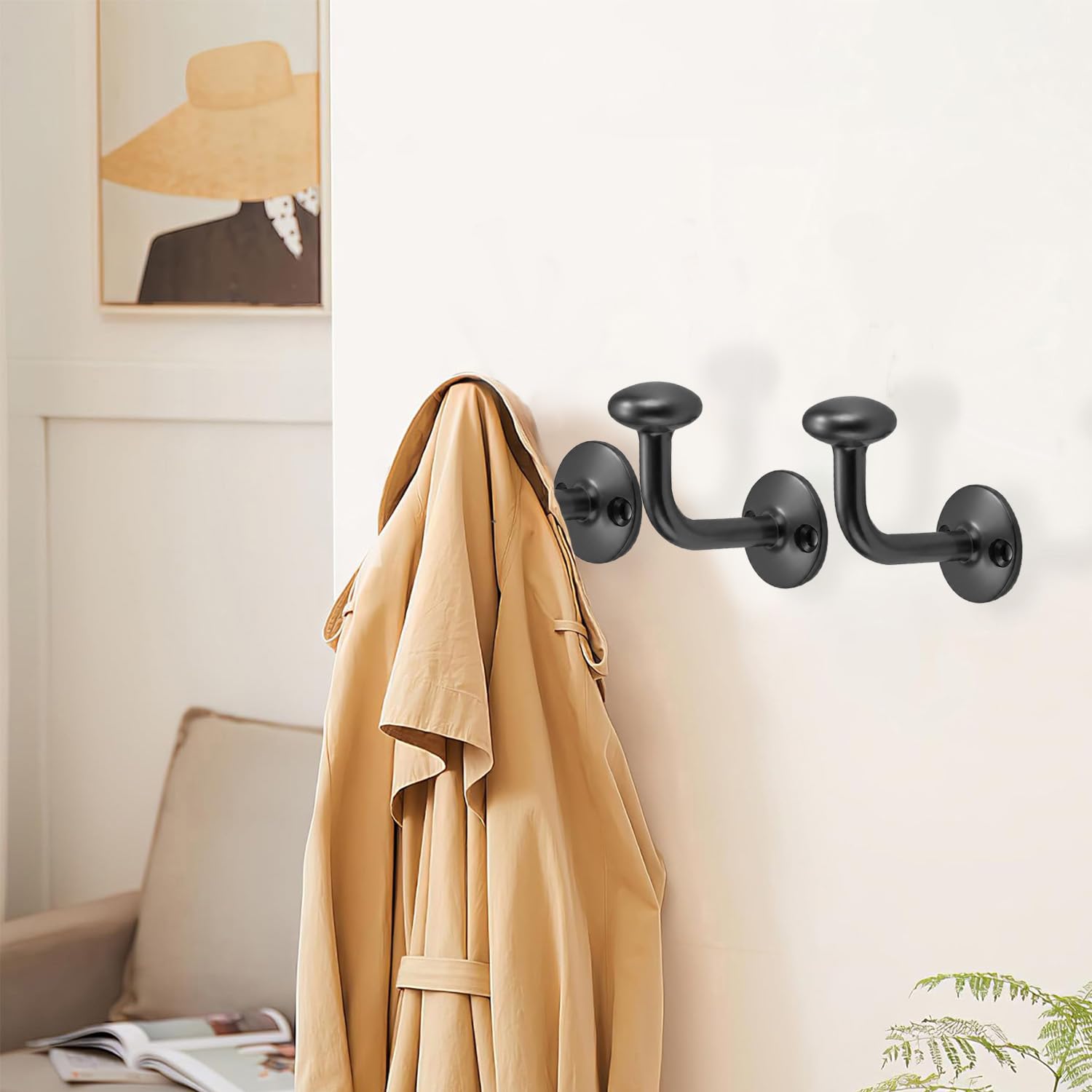 KHTUMEWARE-BATH Matte Black Coat/Robe Hooks 2-Pack in Matte Black — KHTUMEWARE