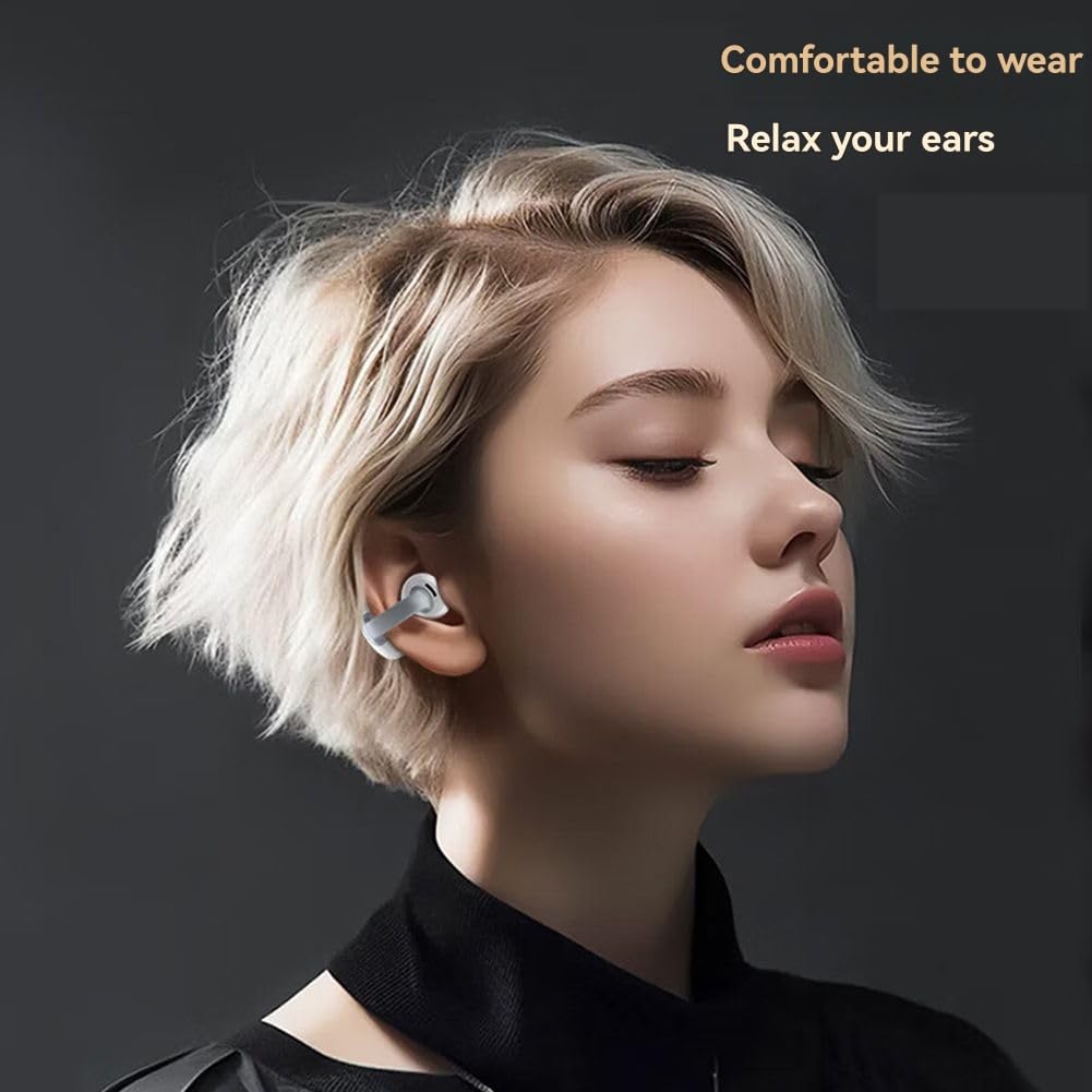 Cuffie Auricolari Wireless Bluetooth D77 con Clip in-Ear, 55 Ore di Riproduzione, Auricolari Sportivi Impermeabili IPX7, Auricolari Anti-Sudore