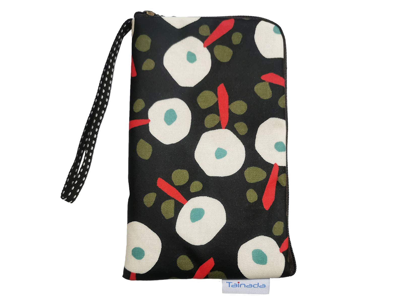 Taianda Women Phone Wristlet Wallet Pouch, Dual Slots (Nordic Floral Black)