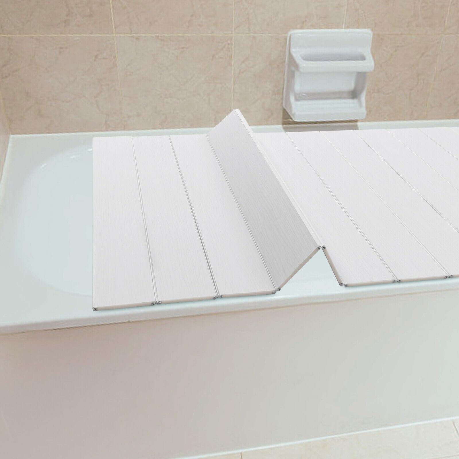 Copertura pieghevole per vasca da bagno, impermeabile, in PVC, moderna, 75 x 170 cm, copertura isolante per quasi tutte le comuni vasche da bagno, casa, esperienza SPA, colore bianco