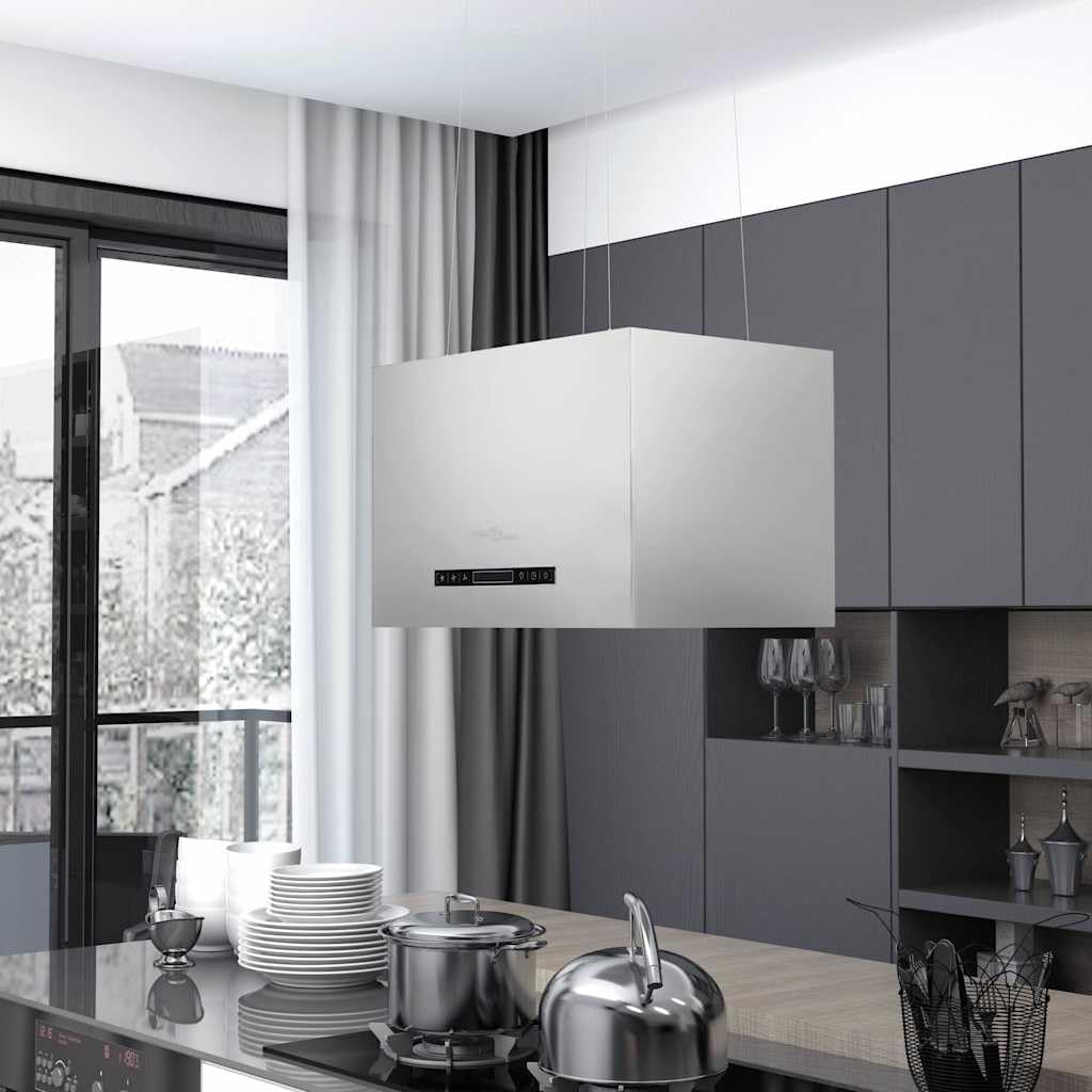 Campana colgante de acero inoxidable con sensor táctil LCD de 55 cm, campana extractora silenciosa con filtro de carbón activo e iluminación LED para cocina y estufa