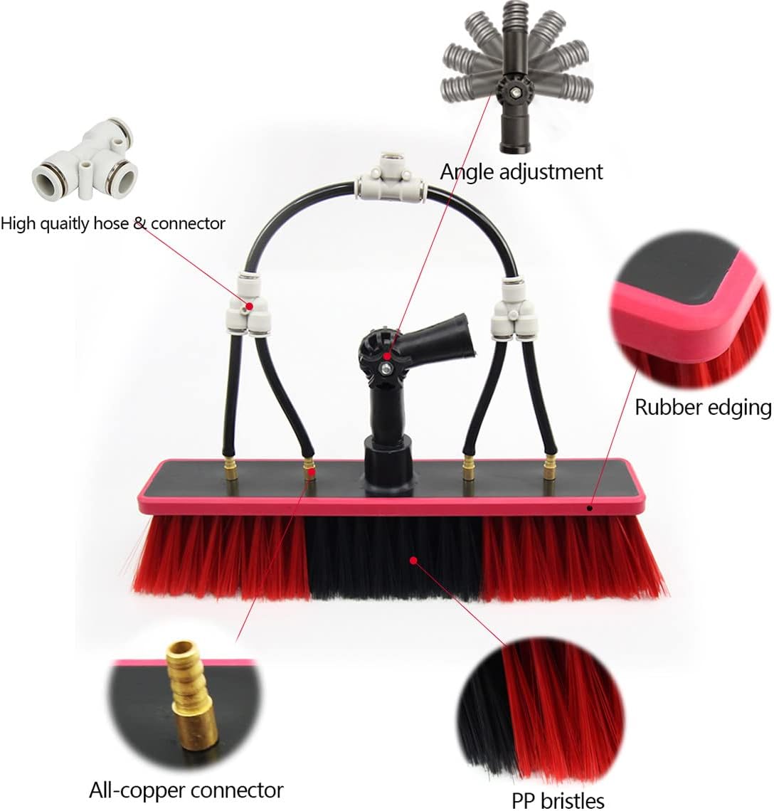 Water Fed Pole Kit,Adjustable Window Cleaning Pole 180° Rotatable Brush Head Telescopic Cleaning Brush Outdoor Window Panel Spray Washer Washing Equipment,12FT/3.6M(30FT/9M)