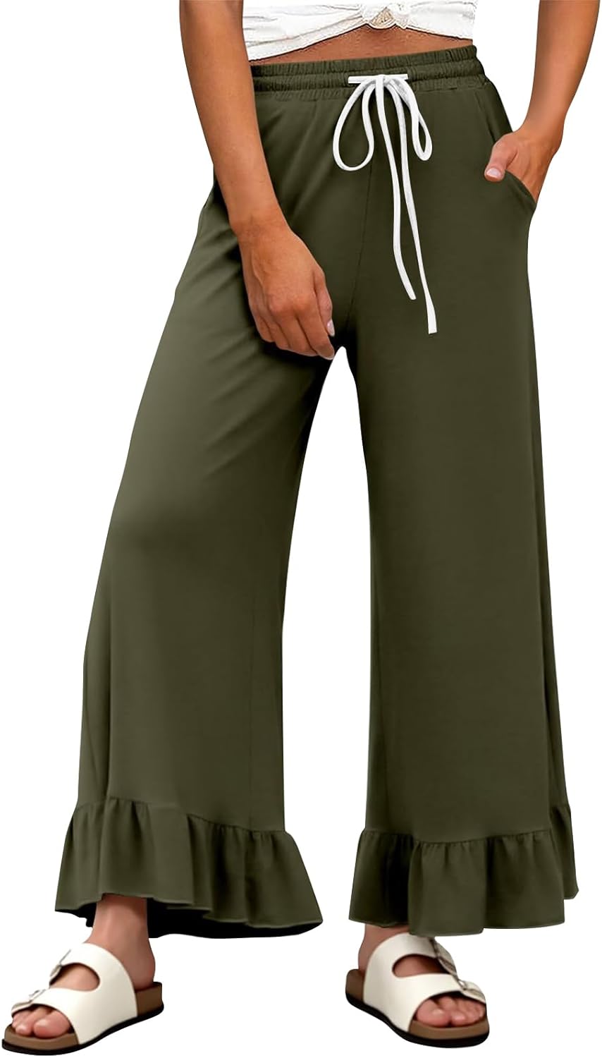 Womens Pants Women's Dress Loose Fit Baggy Pants Casual Trousers Lightweight Lounge Bottoms for Summer