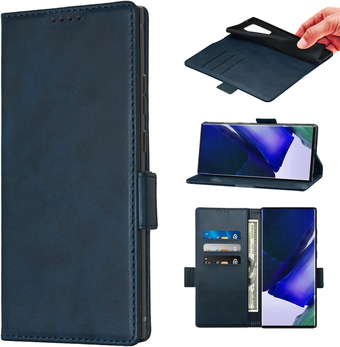 NanHou Samsung Galaxy Note 10 Plus Wallet Case PU Leather Case Magnetic Closure Card Holder Shockproof Flip Cover - Blue
