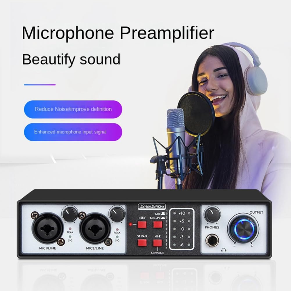 VENEKA Karta dźwiękowa Zewnętrzny interfejs audio USB 2 w 2 wyjściach USB karta dźwiękowa do komputera sterownik nagrywanie z miksera karaoke