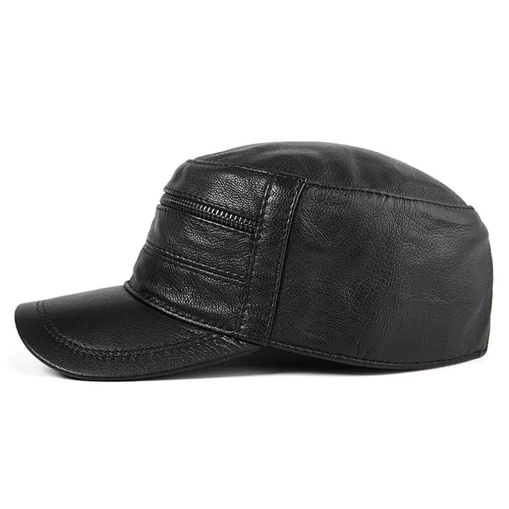 Wiosenno-Jesienno-Zimowa Czapka Męska W Stylu Vintage,Regulowana,Skórzana Czapka Z Daszkiem,Do Jazdy Na Świeżym Powietrzu,Kapelusz Przeciwsłoneczny,(Czarny-Duży)