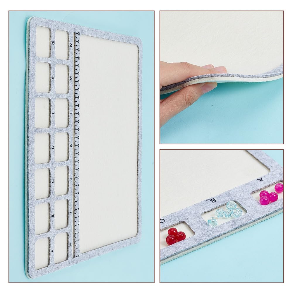 BENECREAT Grand Tapis Feutre Perles 36,6x28,2 Cm – Planche Conception Avec Échelle & Compartiments, Antidérapant Pour Bijoux DIY