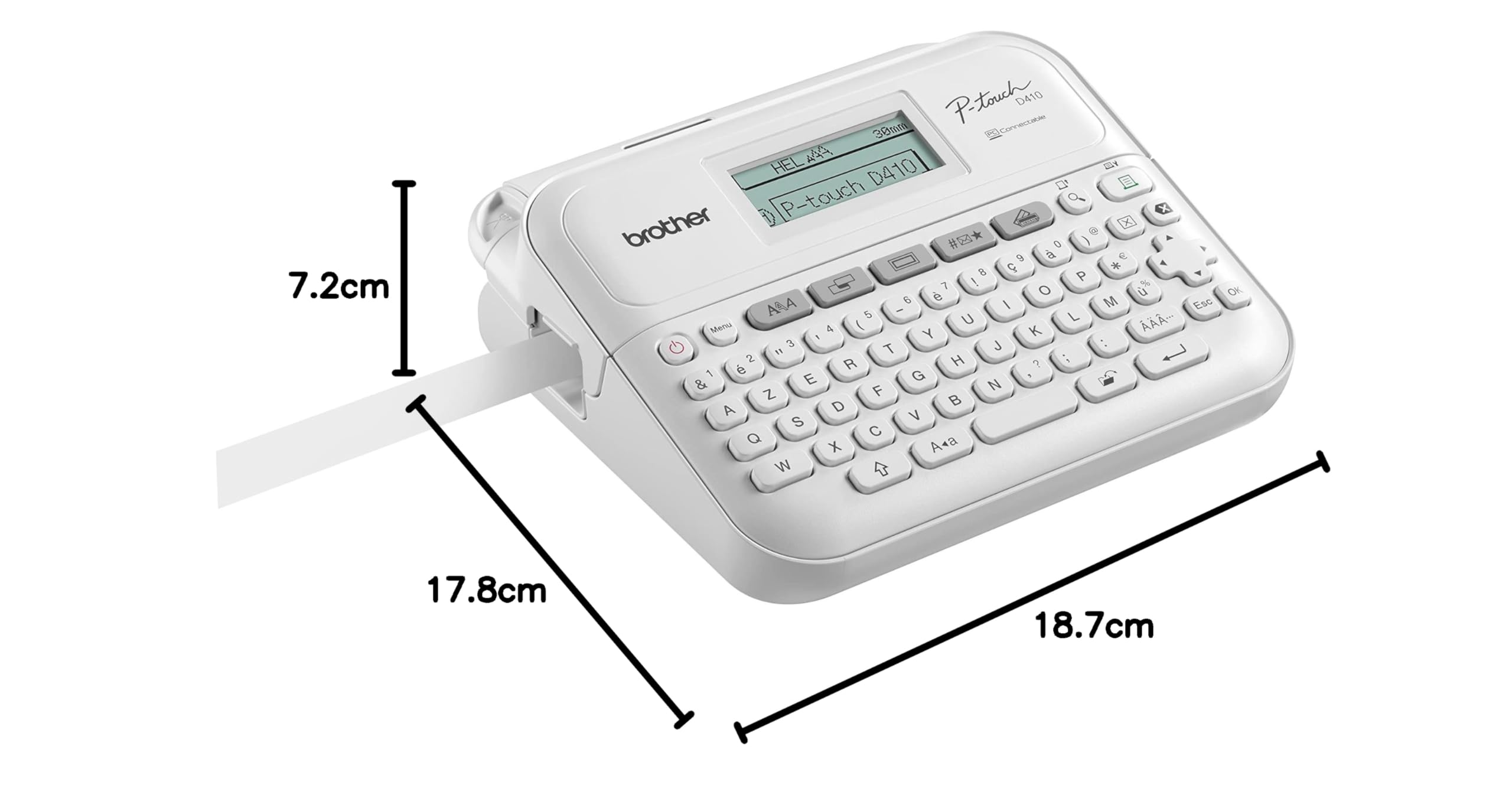 Brother P-Touch PT-D410VP | Etichettatrice per ufficio e casa | con custodia di trasporto inclusa, per nastri TZE da 3,5 a 18 mm di larghezza, fino a 20 mm/secondi